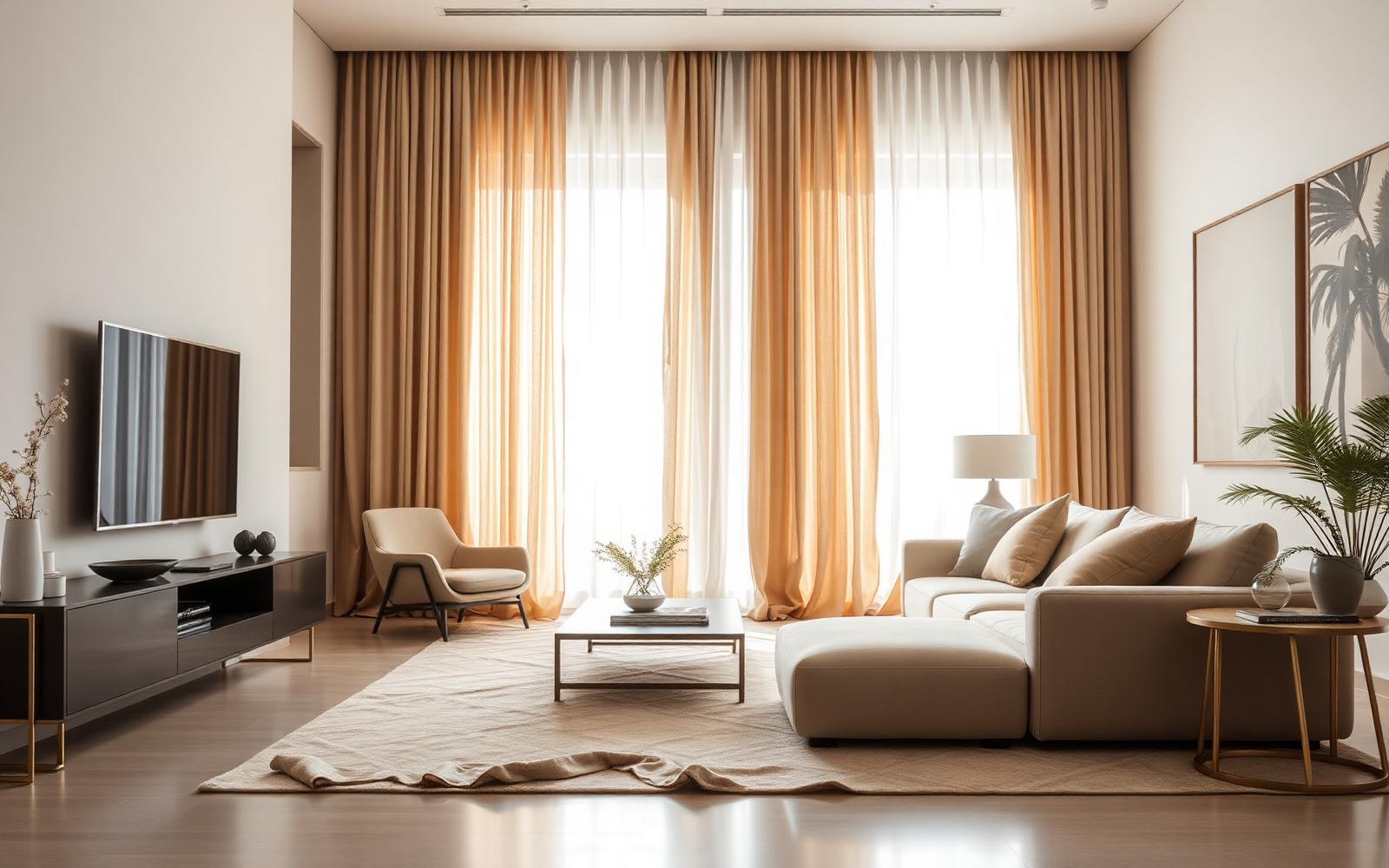 Sala moderna com cortinas elegantes sob medida em São Paulo